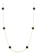Colar Feminino De Ouro 18k Trevos Com 6mm E 45cm Cor Ônix